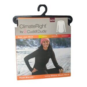 Climate Right Cuddl Duds Women Top Plush Warmth Long Sleeve Mock Neck Black S